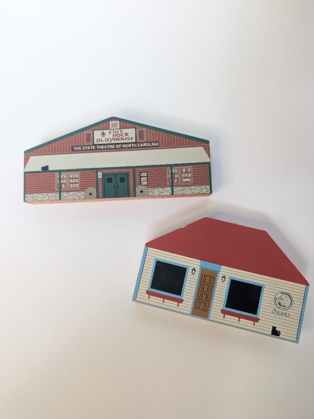 Vtg Signed The Cat's Meow Village Lot of 2 Flat Rock NC, Fish Creek WI